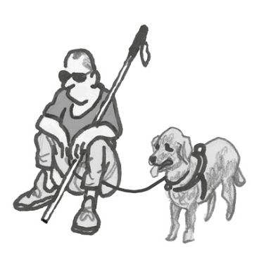 blinder mann mit blindenhund