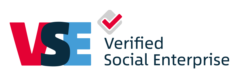 Logo bestehend aus den Buchstaben VSE und dem Schriftzug Verified Social Enterprise